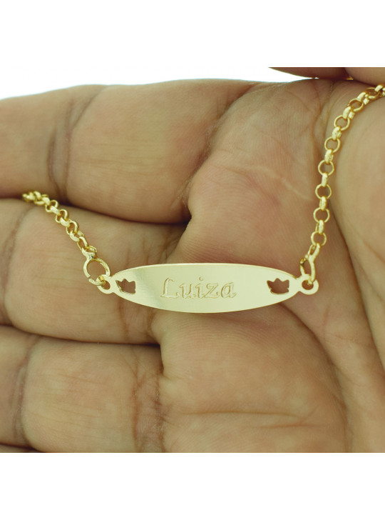 Pulseira Feminina Nome Luiza Banhada Ouro 18K - 1080201