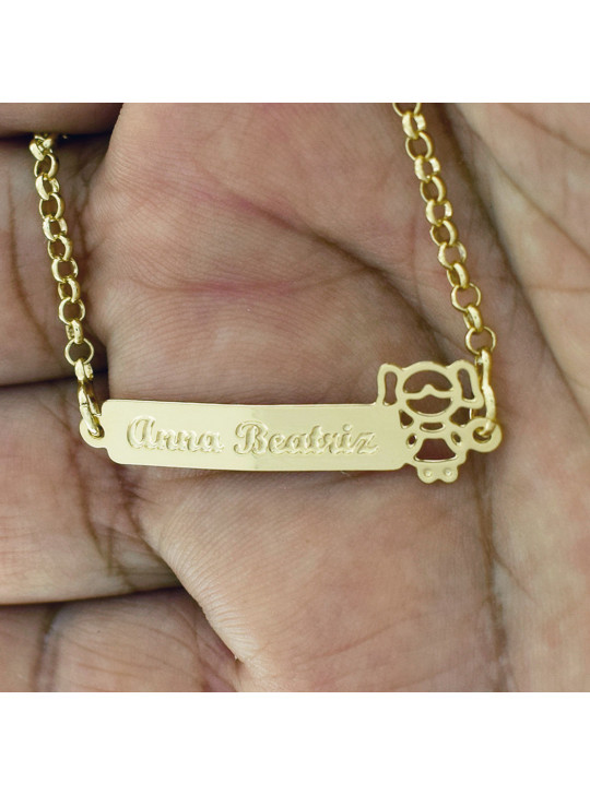 Pulseira Feminina Nome Bruna Banhada Ouro 18k - 1080202