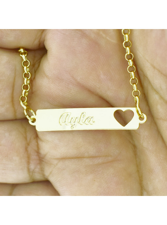 Pulseira Feminina Nome Ayla Banhada Ouro 18K - 1080205