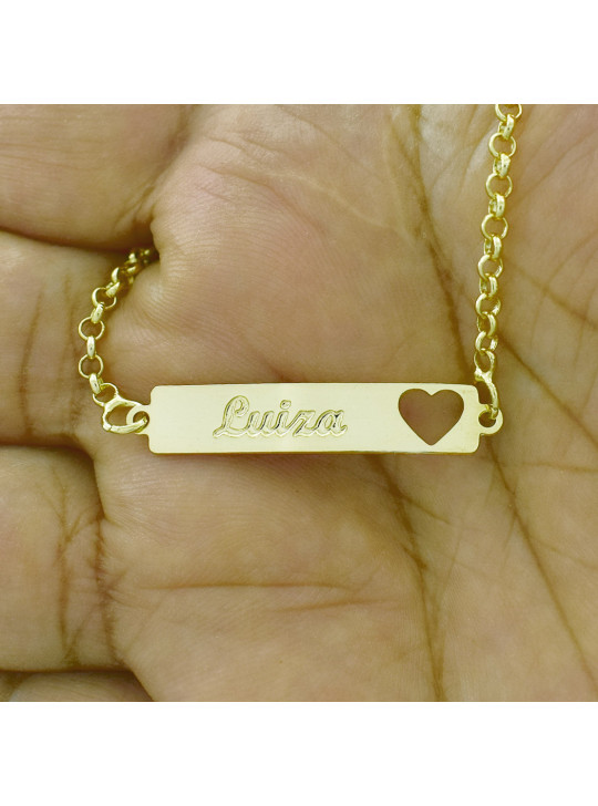 Pulseira Feminina Nome Luiza Banhada Ouro 18K - 1080219