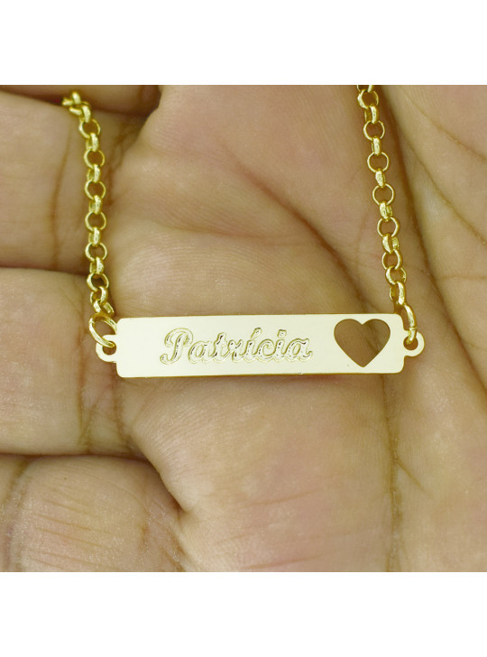 Pulseira Feminina Nome Patrícia Banhada Ouro 18K - 1080226