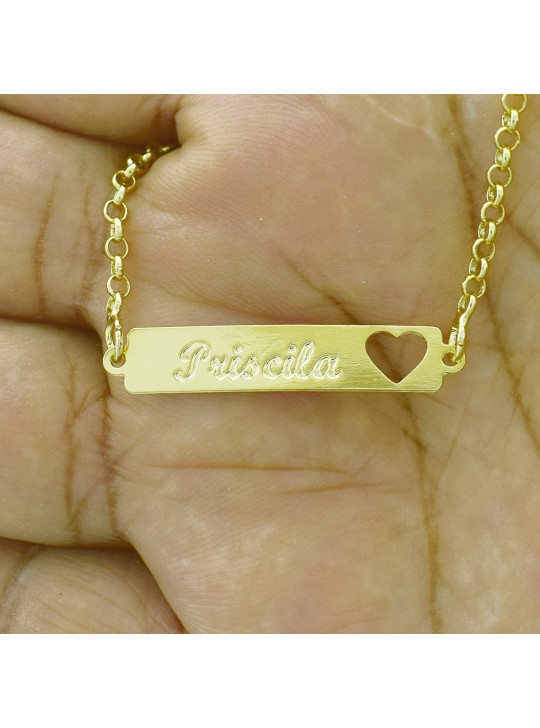 Pulseira Feminina Nome Priscila Banhada Ouro 18K - 1080228