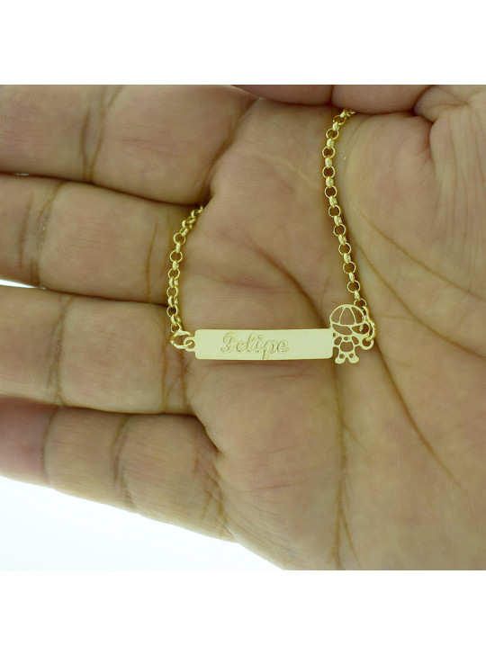 Pulseira Feminina Nome Felipe Banhada Ouro 18K - 1080245