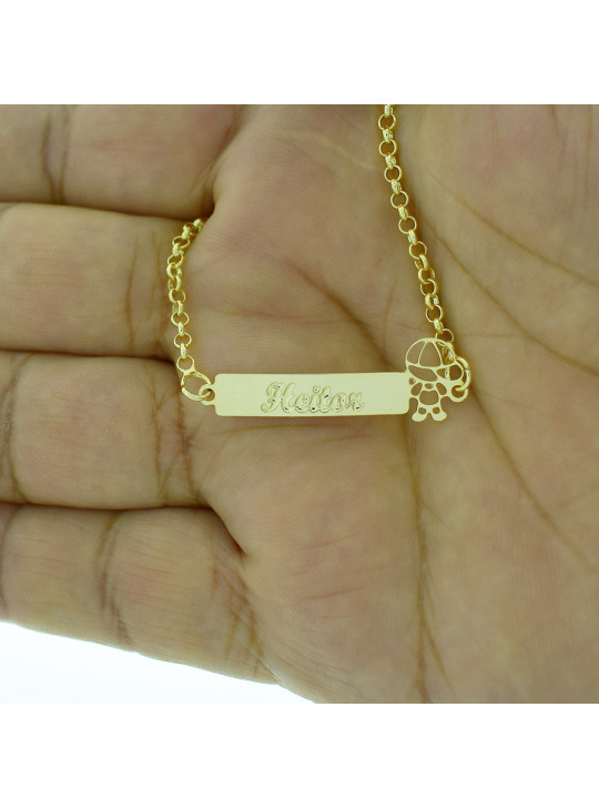 Pulseira Feminina Nome Heitor Banhada Ouro 18K - 1080248