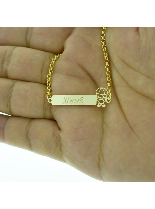 Pulseira Feminina Nome Kauê Banhada Ouro 18K - 1080253