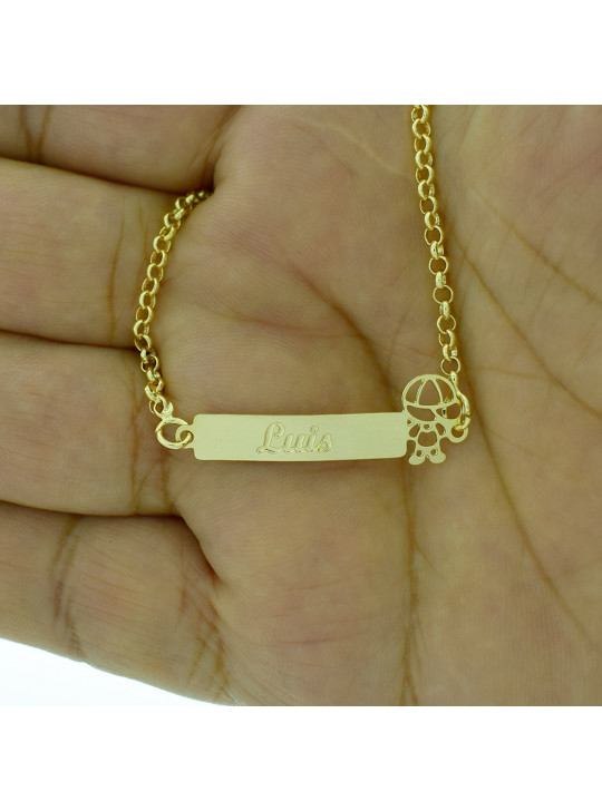 Pulseira Feminina Nome Luis Banhada Ouro 18K - 1080256