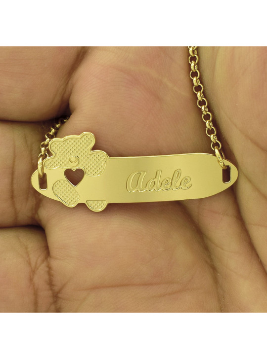 Pulseira Infantil Nome Adele Banhada Ouro 18K - 1080260