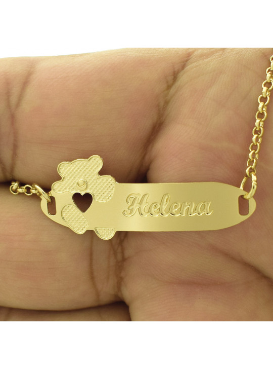 Pulseira Infantil Nome Helena Banhada Ouro 18K - 1080261