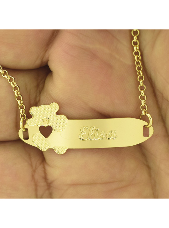 Pulseira Infantil Nome Elisa Banhada Ouro 18K - 1080274