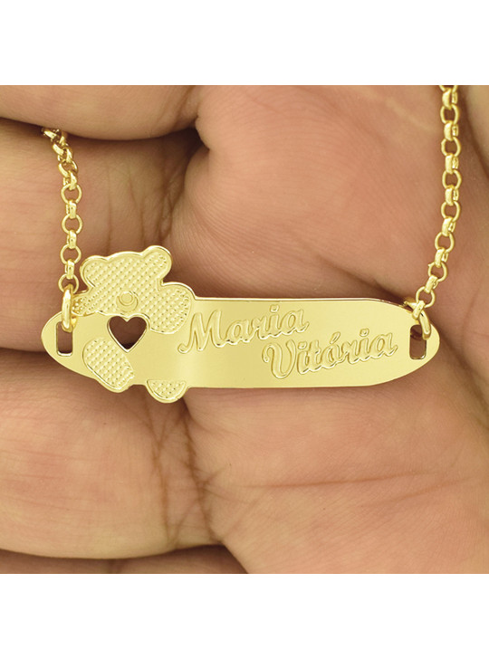 Pulseira Infantil Nome Maria Vitória Banhada Ouro 18K - 1080288