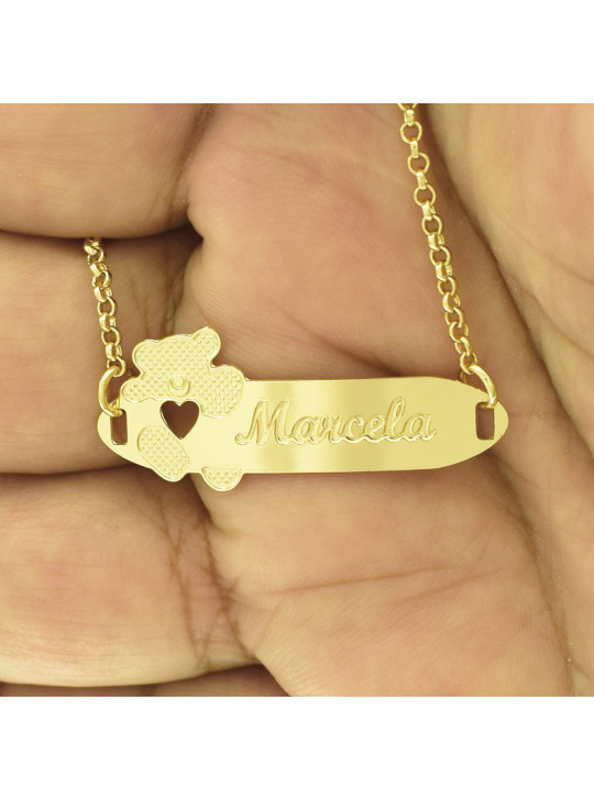 Pulseira Infantil Nome Marcela Banhada Ouro 18K - 1080291