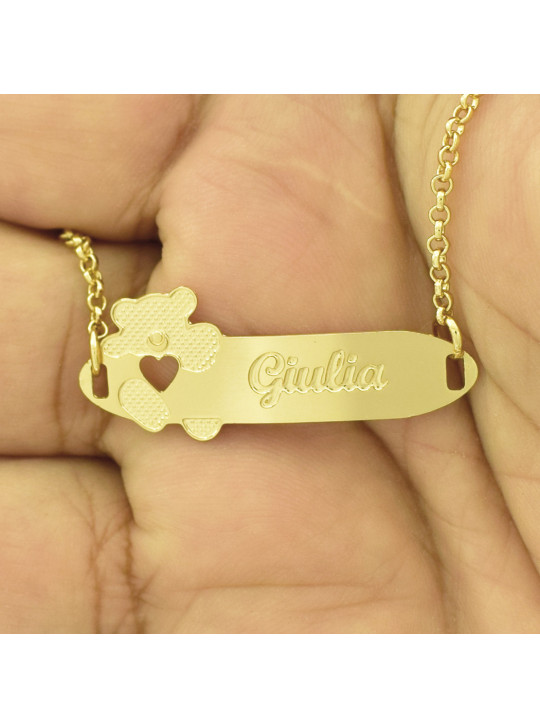 Pulseira Infantil Nome Giulia Banhada Ouro 18K - 1080322