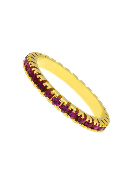 Aliança Aparador Horus Import Cravejada Strass Rosa Pink Banhada Ouro Amarelo 18 K - 1010029