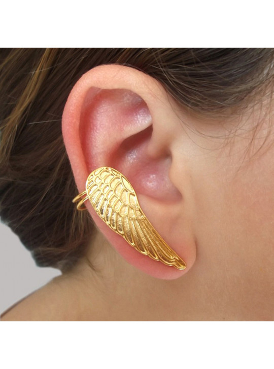 Brinco Ear Cuff Asa Direita Banhado Em Ouro 18 k - 1030046