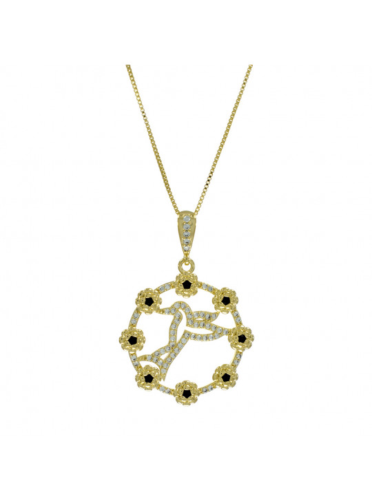 Gargantilha Pingente Beija-flor Cravejado Zircônia Banhado Ouro 18K - 1061193