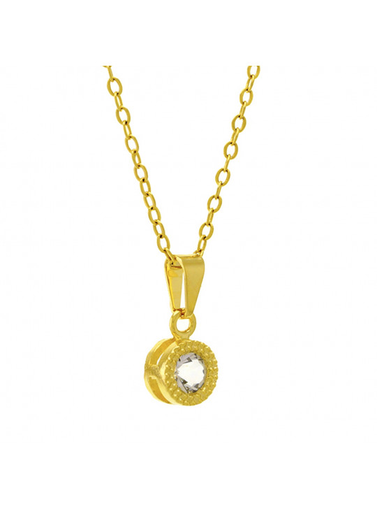 Gargantilha Ponto Luz Redondo Cristal Banhada Ouro 18 K - 1061112