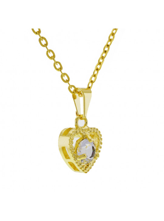 Gargantilha Ponto Luz Coração Horus Import Cristal Banhada Ouro 18 K - 1061130