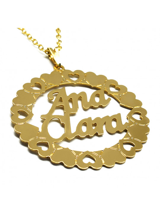 Gargantilha Pingente Mandala Manuscrito ANA CLARA Banho Ouro 18 K - 1060063