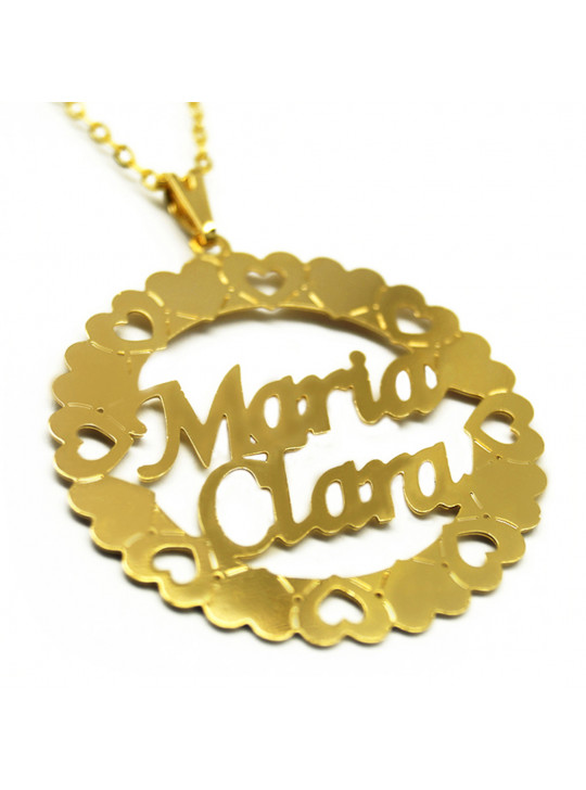 Gargantilha Pingente Mandala Manuscrito MARIA CLARA Banho Ouro 18 K - 1060096