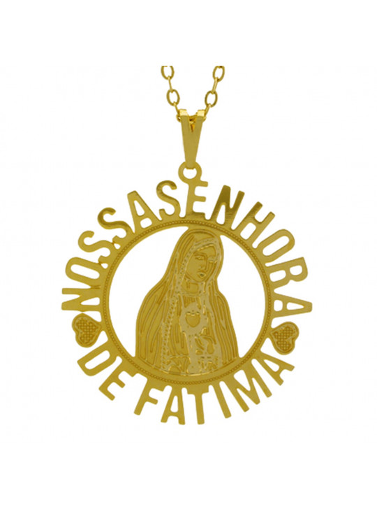 Gargantilha Pingente Nossa Senhora de Fátima Banhada Ouro Amarelo 18 K - 1060130