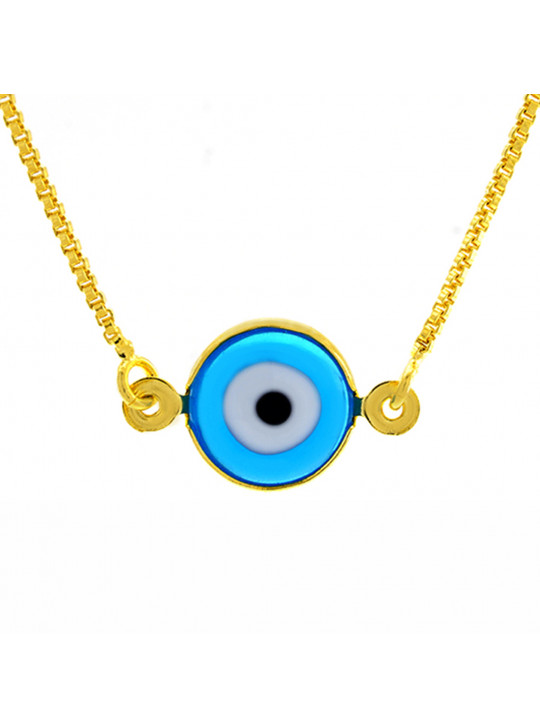 Gargantilha Olho Grego Azul Tifany Banhado Ouro 18 K - 1060161