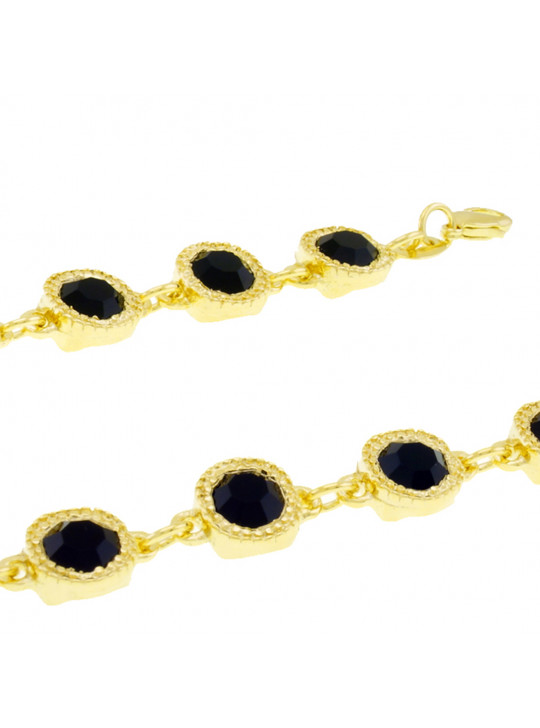 Pulseira Cruzada Preta Banhada Em Ouro 18 K - 1080004