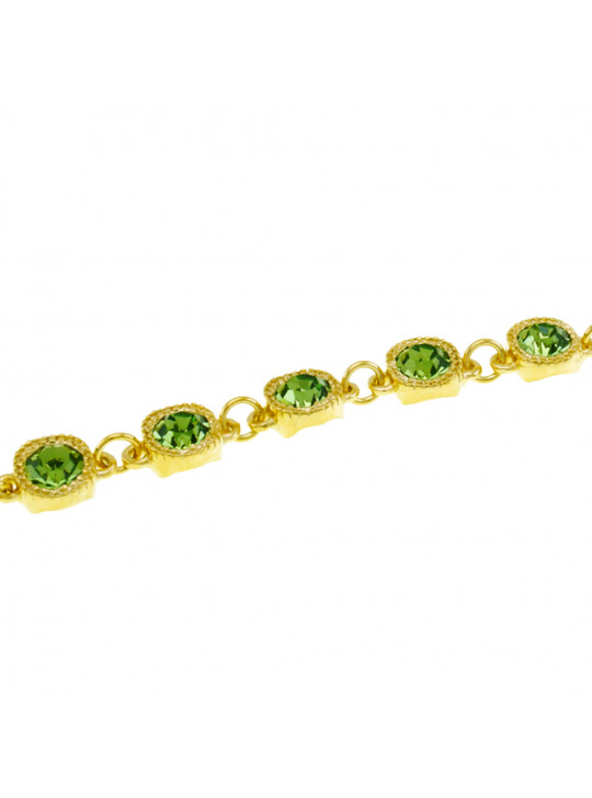 Pulseira Cruzada Verde Banhada Em Ouro 18 K - 1080005