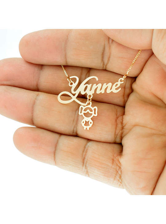 Lindo Colar com o nome Yanne Banhado em Ouro 18 Kilates - 1060281