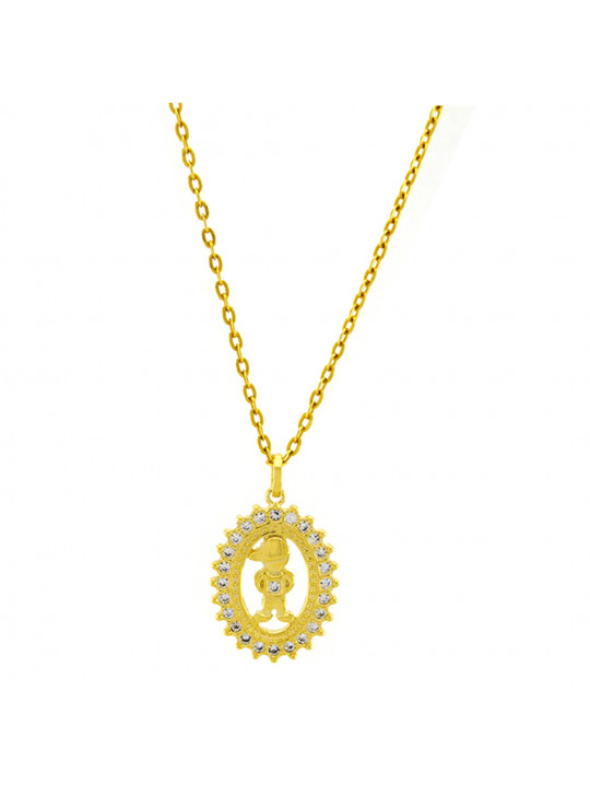 Gargantilha Horus Import Boy Cravejado Zircônia Banhada Ouro Amarelo 18 K - 1061170