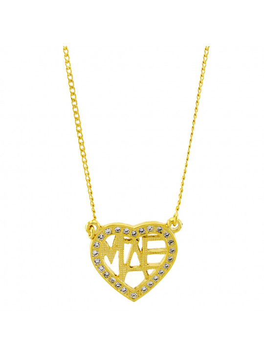 Gargantilha Horus Import Coração Pedra Zircônia Banhada Ouro Amarelo 18 K - 1061158
