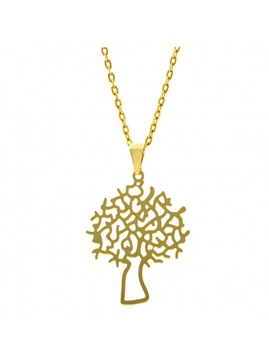 Gargantilha Horus Import Árvore da Vida Lisa Banhada Ouro Amarelo 18 K 1060167 