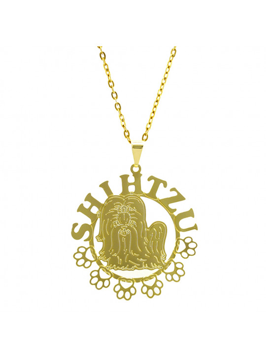 Gargantilha Horus Import Shitzu 2 Banhada Ouro Amarelo 18 K 1060175