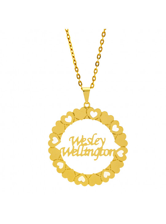 Gargantilha Mandala Horus Import Manuscrito Wesley - Wellington Banho Ouro Amarelo 18 K - 1060185