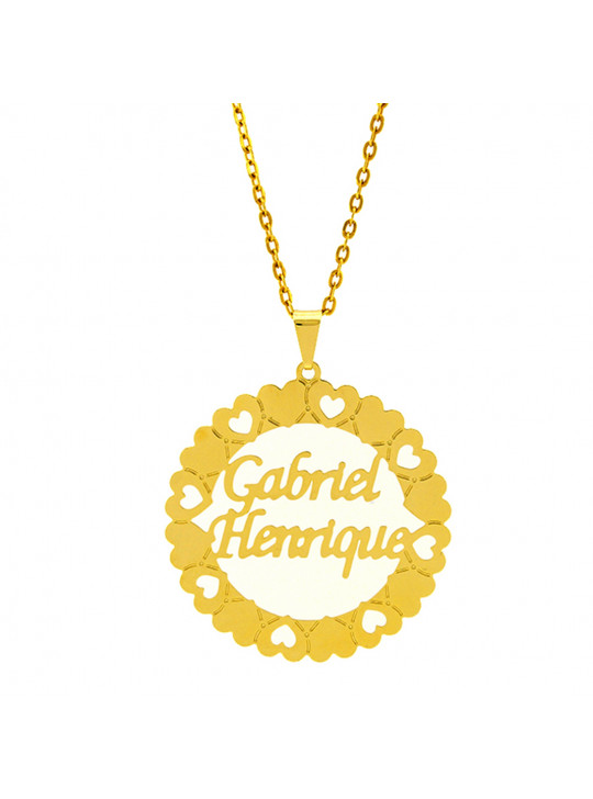 Gargantilha Mandala Horus Import Manuscrito Gabriel - Henrique Banho Ouro Amarelo 18 K - 1060190