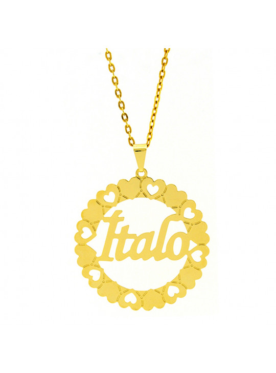 Gargantilha Mandala Horus Import Manuscrito Ítalo Banho Ouro Amarelo 18 K - 1060198