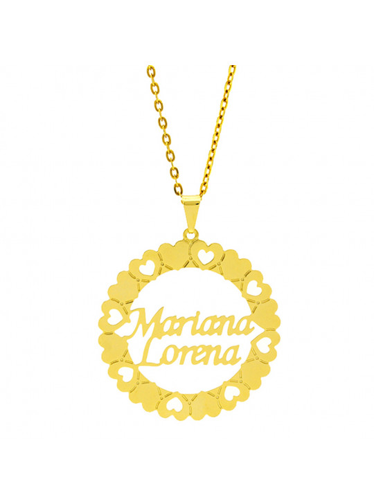 Gargantilha Mandala Horus Import Manuscrito Mariana Lorena Banho Ouro Amarelo 18 K - 1060202