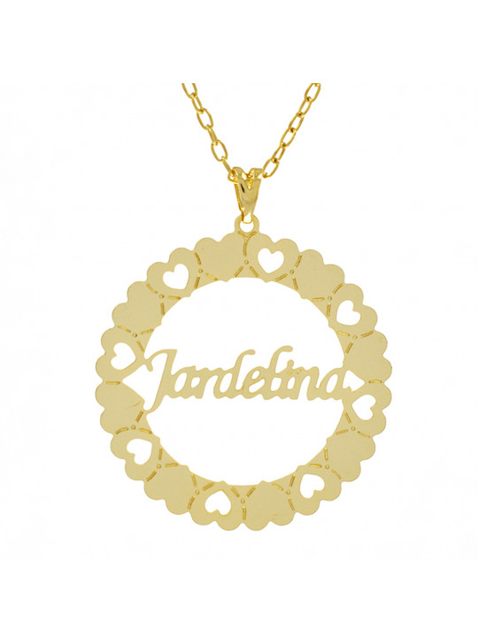 Gargantilha Pingente Mandala Manuscrito JARDELINA Banho Ouro 18 K - 1060298