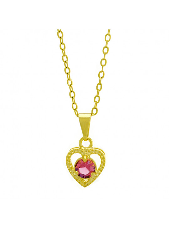 Gargantilha Horus Import Ponto Luz Coração Rosa Banhada Ouro 18 K - 1061129
