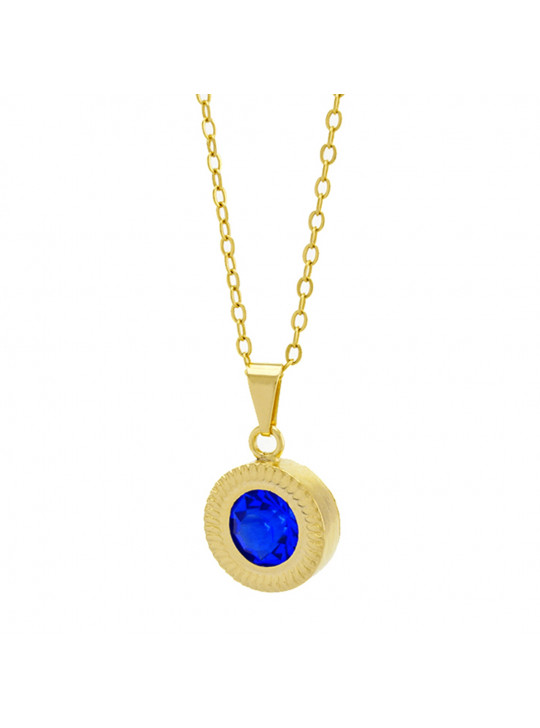 Gargantilha Horus Import Ponto Luz Eye Azul Zafira Banhada Ouro 18 K - 1061133