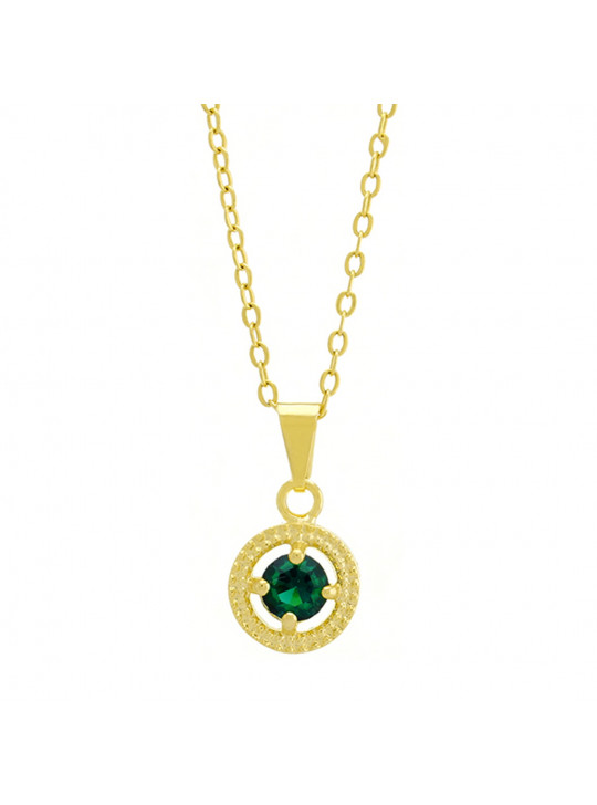 Gargantilha Horus Import Ponto Luz Medal Verde Esmeralda Banhada Ouro 18 K - 1061143