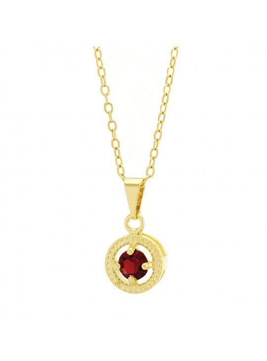 Gargantilha Horus Import Ponto Luz Medal Vermelho Rubi Banhada Ouro 18 K - 1061144