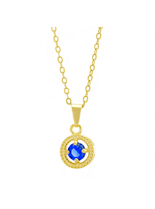 Gargantilha Horus Import Ponto Luz Medal Azul Zafira Banhada Ouro 18 K - 1061145