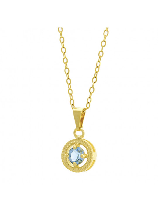 Gargantilha Horus Import Ponto Luz Medal Aquamarine Banhada Ouro 18 K - 1061146