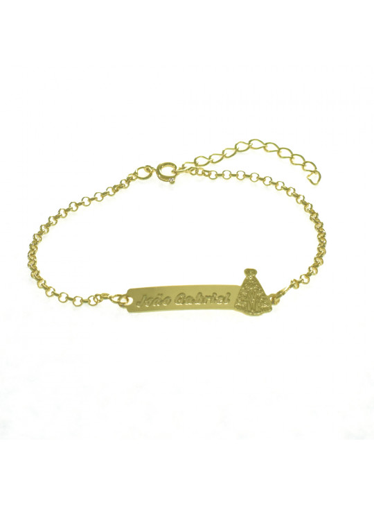 Pulseira Feminina Nome João Gabriel Banhada Ouro 18K -1080040