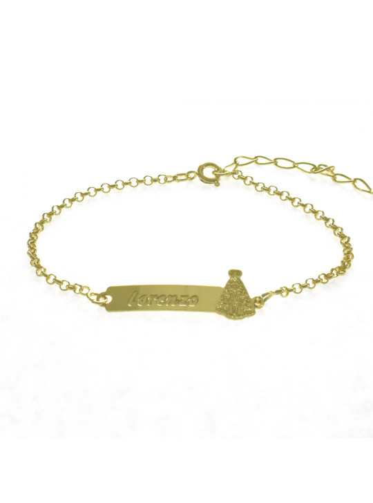 Pulseira Feminina Nome Lorenzo Banhada Ouro 18K -1080041