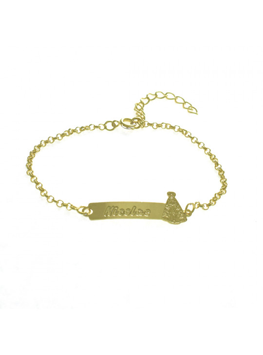 Pulseira Feminina Nome Maria Laura Banhada Ouro 18K -1080043