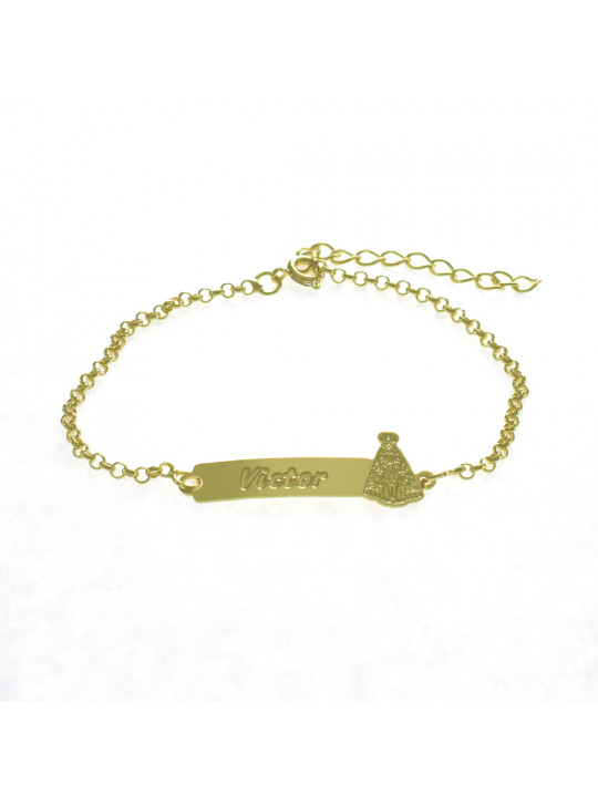 Pulseira Feminina Nome Victor Banhada Ouro 18K -1080045