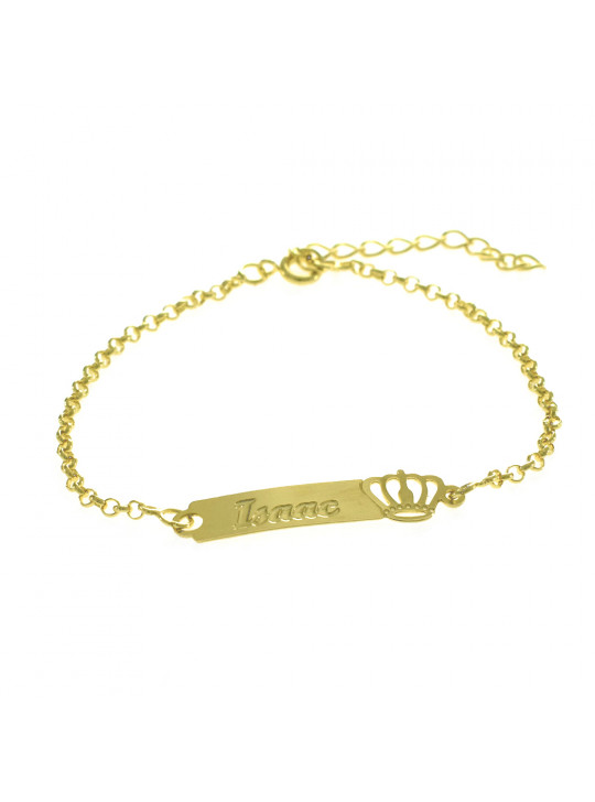 Pulseira Feminina Nome Isaac Banhada Ouro 18K -1080050