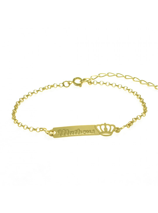 Pulseira Feminina Nome Matheus Banhada Ouro 18K -1080052