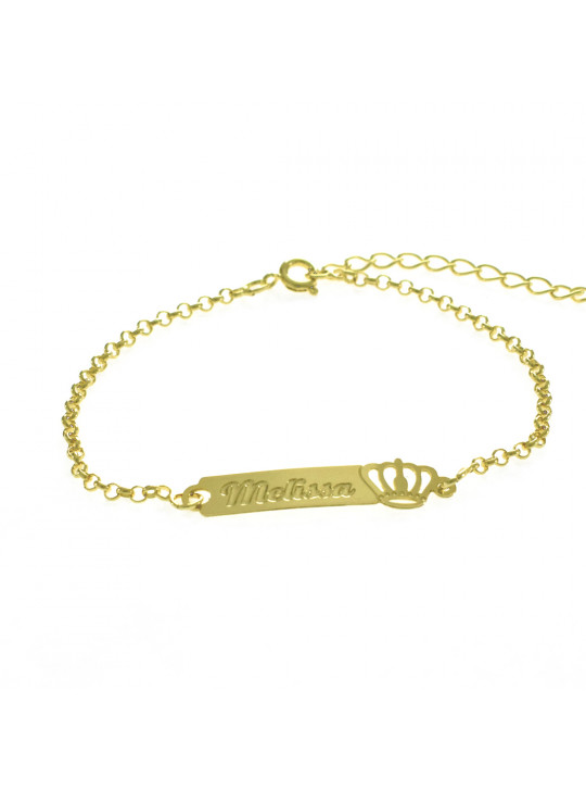 Pulseira Feminina Nome Melissa Banhada Ouro 18K -1080053